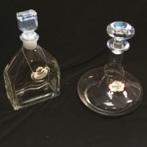 Vintage glass ship's decanter, 24 cm high, with enamel Port label a/f, t/w decanter bearing Crown
