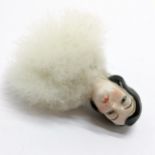 Vintage china dolls head feather powder puff - 9cm high