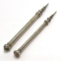 2 x Sampson Mordan silver pencils ~ longest (12cm) is hallmarked 1830 Sampson Mordan & Gabriel