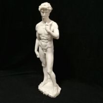 Contemporary white composite figure after Michelangelo's marble statue of David - 41cm high - no