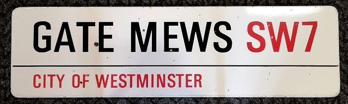 Gate Mews SW7 City of Westminster enamel sign - 110cm x 30cm ~ has some losses