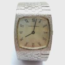 Girard-Perregaux 1970's 9ct white gold manual wind wristwatch with integral bracelet (with stainless