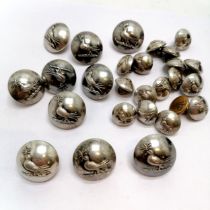 Qty of livery buttons by Platt & Co with martlet holding 3 ears of wheat in beak (Westby family) ~