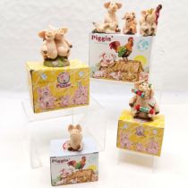 Collection of assorted piggin characters, including Piggin Legless, boxed, Piggin Crackers, boxed,