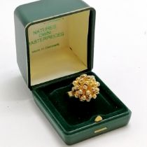 Flora Danica (Orla) Eggert silver gilt Dill flower ring (in Brutalist style) - size @M & 8.2g in