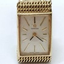 Ladies 9ct gold Omega manual wind wristwatch (#484 movement) on integral gold bracelet - 16.5cm long