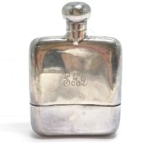 1922 silver hip flask with screw down top by John Milner & Sons - 8.5cm high & 75g total weight ~