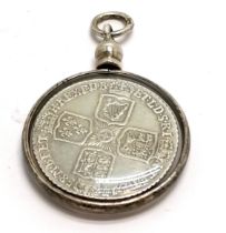 1758 George II 1/- coin in a silver and perspex pendant mount ~ 10g total weight