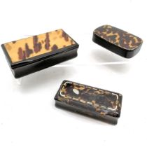 3 x Antique snuff boxes all with tortoise shell detail, nickel decorated is slight a/f to lid and