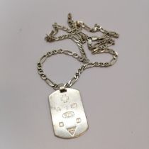 2000 silver dog tag pendant on silver 56cm fancy link chain - 25g