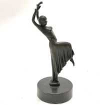 Contemporary bronze study of an Art Deco lady dancing (after Demetre Chiparus) on a black marble