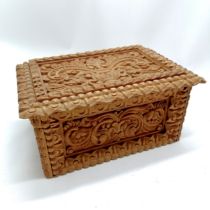 Wooden box with heavily carved detail and hinged lid - 36cm x 22cm x 19cm high - SOLD ON BEHALF OF