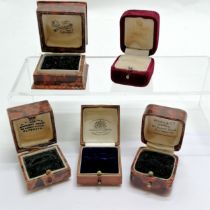 5 x antique ring boxes - Conibear (Exeter), Wray (Plymouth), Knight (Plymouth), Goldsworthy (