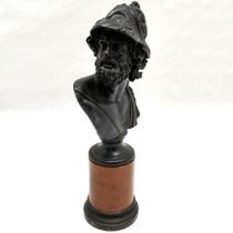 Composite Bust of Menelaus King of Sparta on a marble style stand. Measuring 32cm high. No obvious