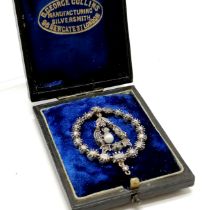 Antique Georgian diamond and pearl set pendant (5cm drop & 13.9g total weight) in an antique box ~