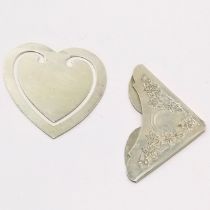 Tiffany silver heart page marker (5.5cm high) t/w Gorham silver corner page marker - total (2) 13.5g