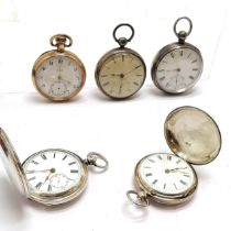 5 x antique pocket watches (4 with silver cases) inc 2 full hunters (1 Henry Pilkington and runs) (