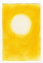 David John Nash OBE RA (b.1945) hand made / signed Christmas card 'White in yellow' - 19.5cm x 12.