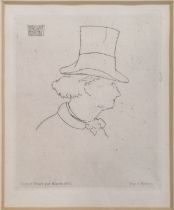 Édouard Manet (1832-83) etching of poet Charles Pierre Baudelaire (1821-67) - frame 32cm x 22cm