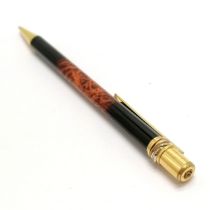 Must de cartier ballpoint pen with gold plated detail - 13.5cm long & has some wear to plating
