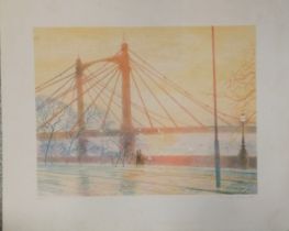 Derek Mynott (1926-94) signed ltd ed print of Albert Bridge Chelsea - 57cm x 69.5cm