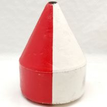 Vintage red & white painted canvas ships buoy, 33 cm high, 22 cm wide.