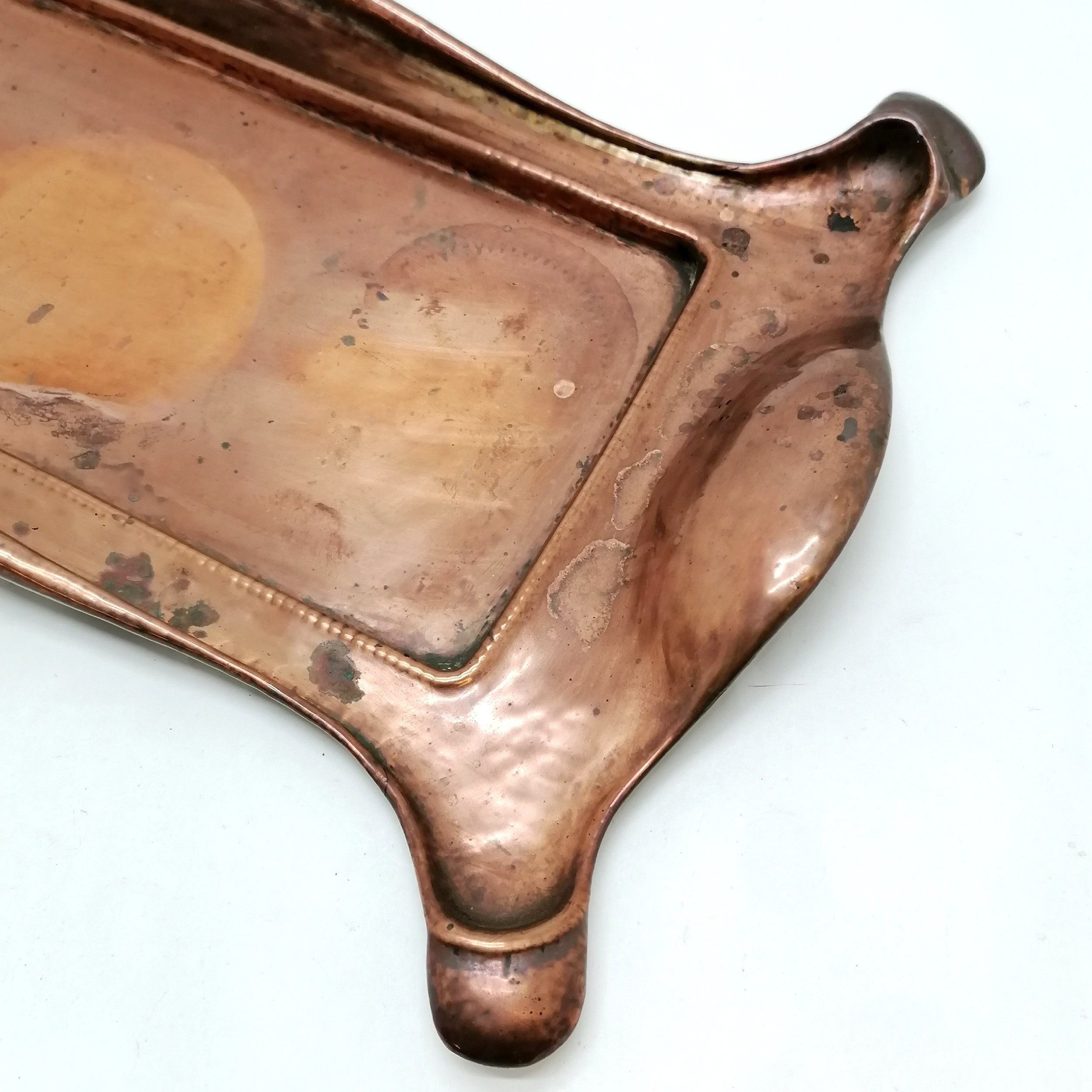 c.1905 Art Nouveau hammered copper serving tray by Norman & Ernest Spittle for Art Fittings Ltd as - Image 6 of 6