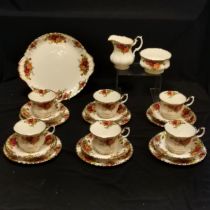 Royal Albert 21 piece Country Roses Tea set, all in good used condition.