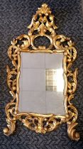 Antique gilt wood framed wall mirror, 60 cm wide, 119 cm slight gilt losses but otherwise in good