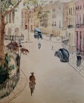 Susan Helen Palmer (1912-2000) watercolour of London street scene (1935) - mount 57.5cm x 48cm