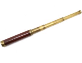 Antique mahogany and brass 3 draw telescope by G Richardson St Catherines London - extended 66cm and