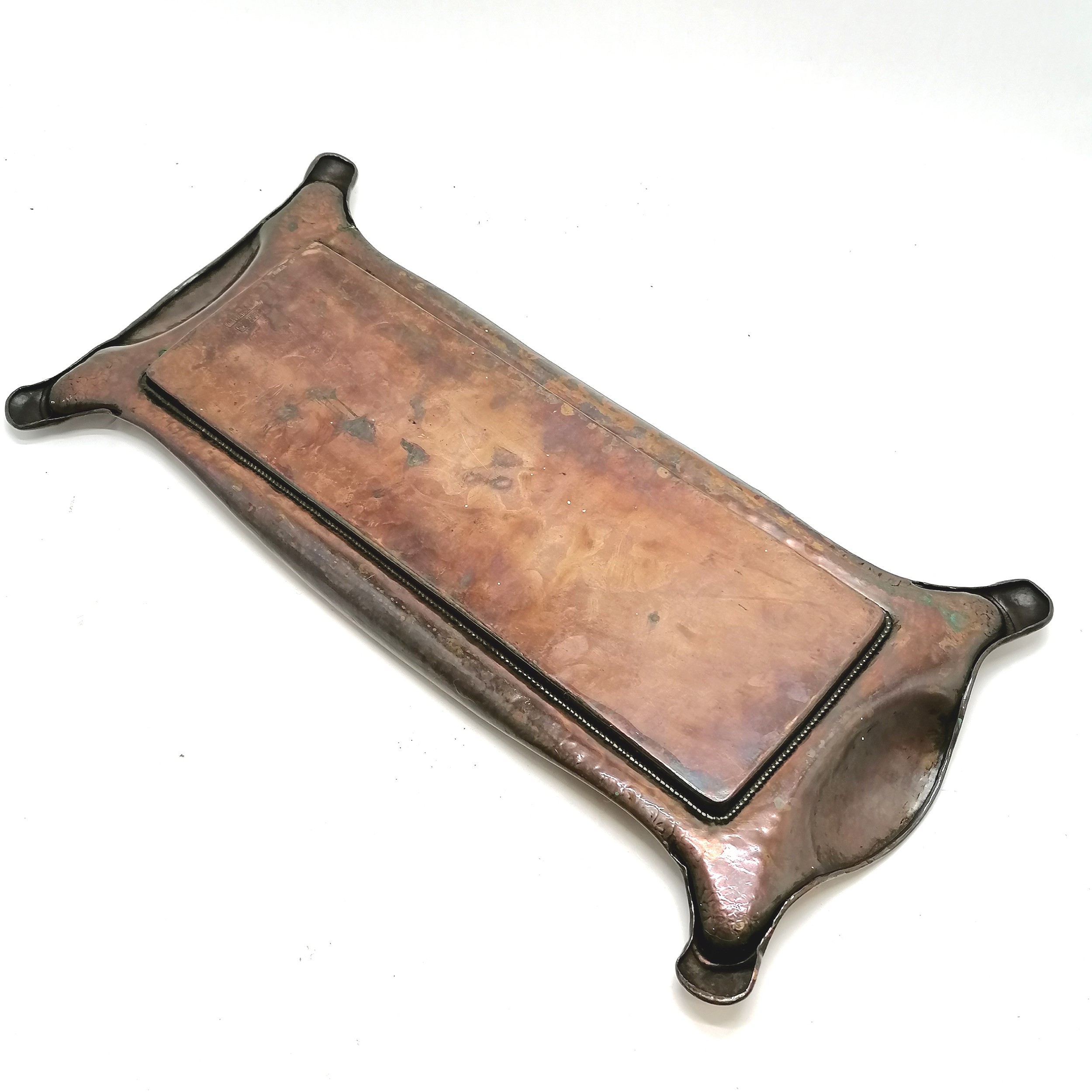 c.1905 Art Nouveau hammered copper serving tray by Norman & Ernest Spittle for Art Fittings Ltd as - Image 2 of 6