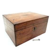 Antique mahogany writing slope with secret drawers and original key 30cm x 24cm x 16cm high- in