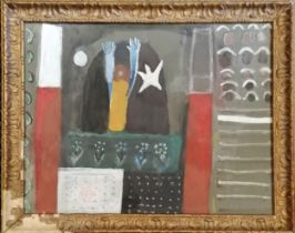 Pattie Muriel May (Hinton St George) original gouache / oil painting 'The Worshipper' - frame 42cm x