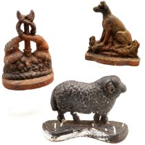 Cast iron doorstop in the form of a ram, 23 cm wide, 16 cm high, t/w 2 others 1 being a dog and