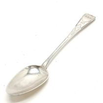 Jersey antique silver spoon with bright cut decoration by Jacques Quesnel - 19.5cm & 35.5g