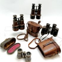 4 x antique binoculars inc Silver hallmarked French sporting, Goerz 6x30 Marinetrieder (dated 1917)