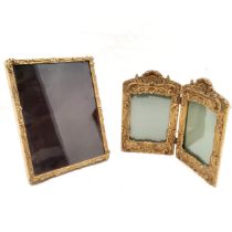 Antique gilt gesso twin photo frame, some losses, 29 cm high, 38 cm wide, t/w Large gilt gesso