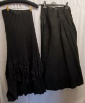 Two vintage black skirts, good worn condition