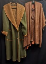 Givenchy cape suit in brown and black t/w wool coat in orange and green both in good condition