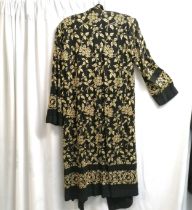 Chinese black fabric coat with gold embroidered floral detail, 115cm bust approx