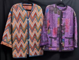 1970s quilted jackets, the purple one by Phool both large size and in good condition