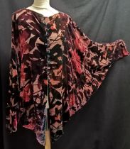 Cut velvet top with batwing sleeves by Caroline Hall loose fitting in good condition