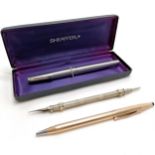 Boxed sheaffer pen, 1/20th 14ct gold filled Cross ball point pen & double ended dip pen / pencil