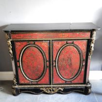 Antique French Boulle work and gilded ormolu mounted side cabinet, some losses to brass inlay, but