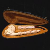 Large scale meersham pipe in the form of a Middle Eastern gentleman in original fitted case - 42cm