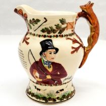 Crown Devon Fieldings John Peel musical jug with fox handle - 20cm high ~ chip to 1 ear of fox (&old