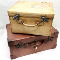2 x Vintage suitcases 1 Vellum with chrome locks. 45cm x 40cm x 27cm had major JV Topham label to