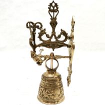 Vintage brass wall mounting door bell, with no pull chain, possibly a monastery type bell, good