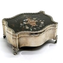 Antique 1906 silver & tortoiseshell ring box with gold & mother of pearl pique work by William